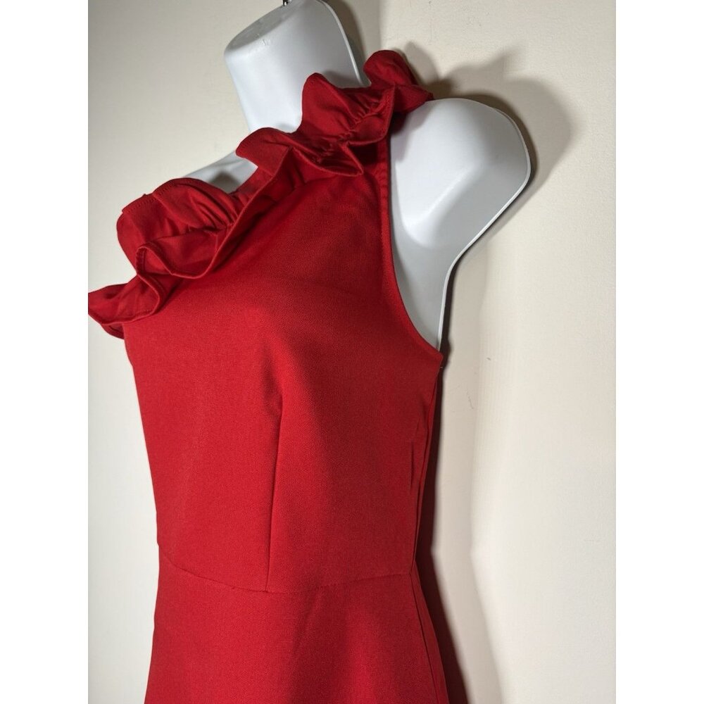 New TCEC Red‎ One Shoulder Ruffle Dress Size Large - Picture 4 of 9